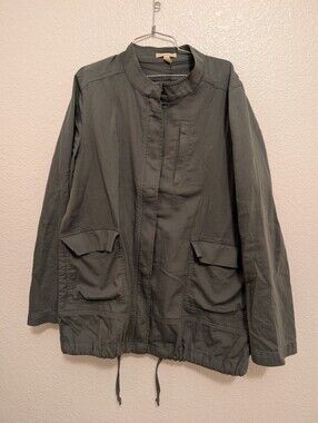 Eileen Fisher Stand Collar Jacket Size Medium Green